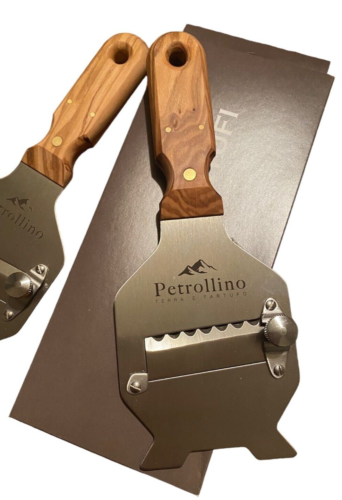 Affettatartufi professionale in acciao inox con manico in legno di Ulivo